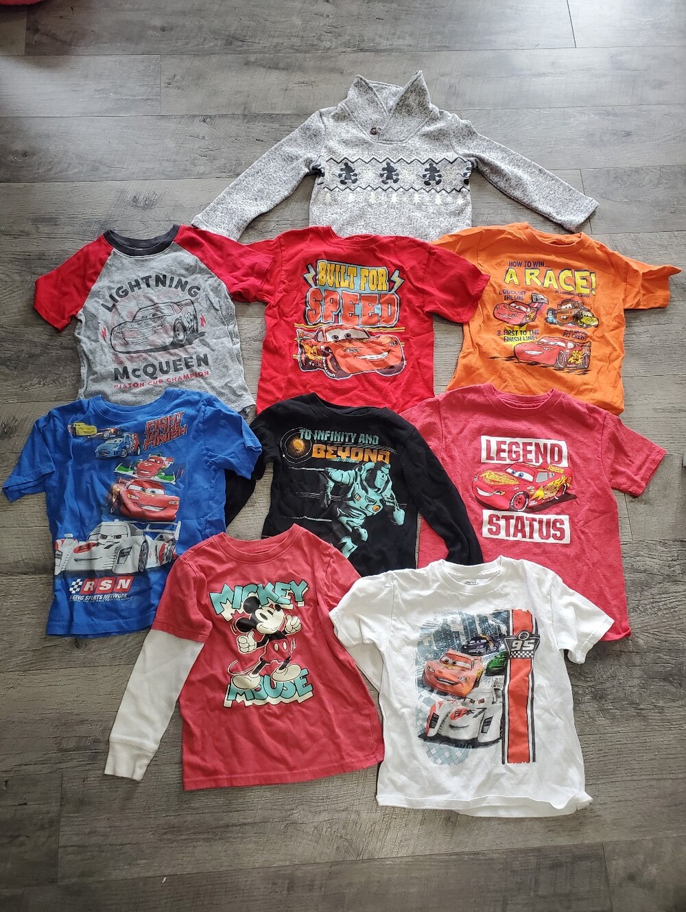 Disney cars, mickey and buzz light year kids shirts